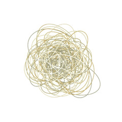 Flat vector style illustration of steel wool. A tangled mess representing chaos, confusion, and complexity. Abstract scribble line art design element