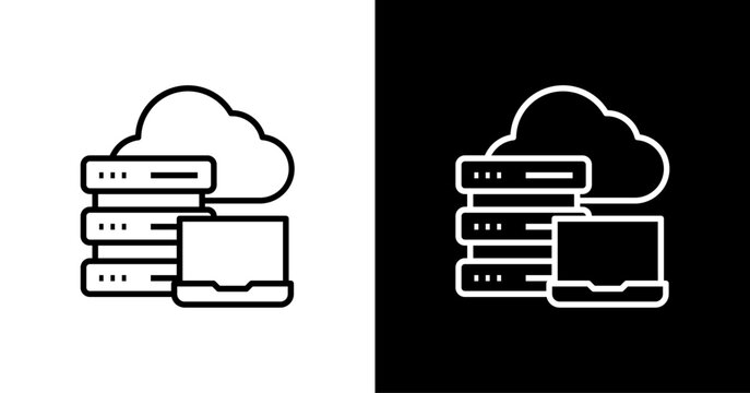 Data Center White Icon Set Design