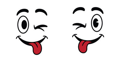 Playful cartoon face with winking eye and tongue out expression