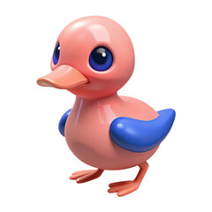 Cute blue rubber duck toy isolated on a white background