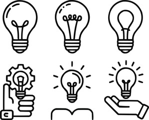 Innovation and Inspiration Line Icons Light Bulb Concepts for Smart Thinking and Design