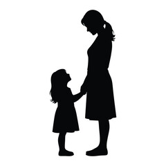 Mother and daughter holding hands silhouette