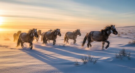 Horses on the snow