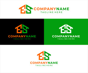 The logo design combines the letters es and house, using orange and green colors.