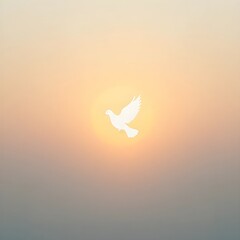 Peaceful white dove soaring against a warm sunset sky, symbolizing hope and freedom beautifully
