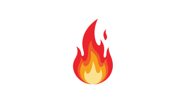 A vibrant and stylized illustration of a single flame icon, featuring gradients of red, orange, and yellow on a white background, representing heat and energy.