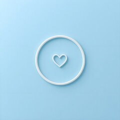 Minimalist heart symbol inside a circle on soft blue background for Valentine's Day design