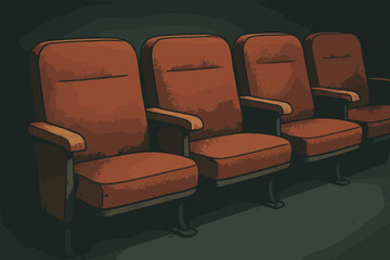 Fototapeta premium Around seats retro row wooden ambiance soft vector armrests illustration cinema hall
