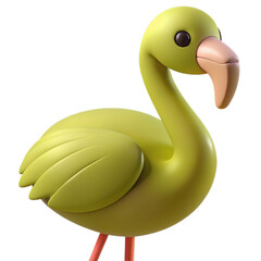 Cute 3D cartoon duck playing with a yellow ball