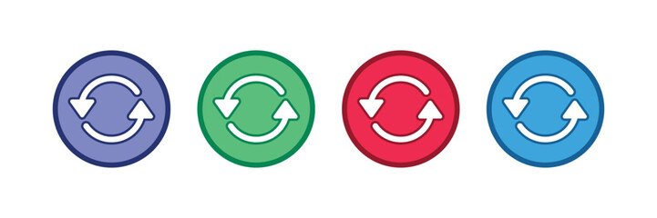 Synchronize Icons, Cloud Sync, Refresh Arrows, Update and Reload Symbols, Circular Badge, Data Vector, UI Button, Flat Minimal App Graphics