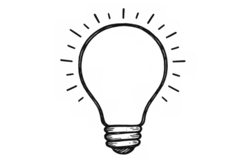 Hand drawing light bulb icon finding new idea concept creating innovation with transparent background