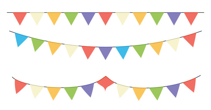 Triangle party bunting border, festive flag garland