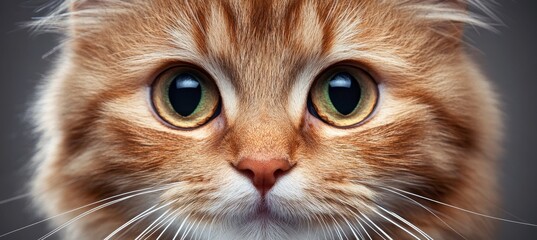 Elegant Maine Coon Cat Portrait with Almond Green Eyes on a Soft Gray Background, Capturing Beauty.