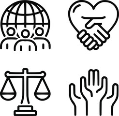 Equality and Multicultural Collaboration Line Icon Collection Social Harmony and Respect