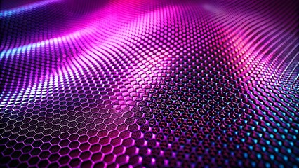 Abstract futuristic wavy surface illuminated with vibrant pink and purple neon lights