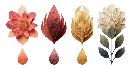 Fototapeta premium Elegant Floral Shapes in Soft Colors with Transparent Background for Design Use