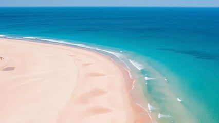 Fototapeta premium Pink and aqua coastline, shot from above.