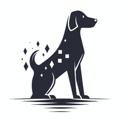 Elegant Dog Silhouette with Geometric Shapes on White Background Art