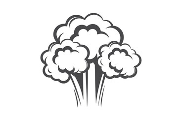 Explosion Cloud Burst with Sharp Rays on White Background Cartoon Style