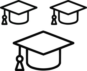 Academic Hat Line Icon Collection Minimal Learning and University Celebration Design