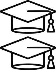 Academic Hat Line Icon Collection Minimal Learning and University Celebration Design