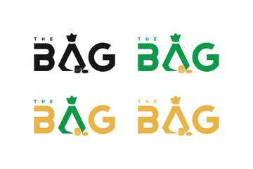 Money bag simple text logo design vector