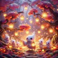 Ghost Lantern Spirits of Autumn Night