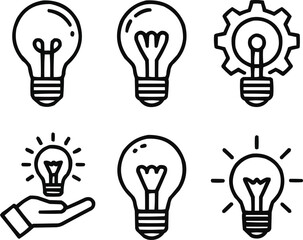 Innovation and Inspiration Line Icons Light Bulb Concepts for Smart Thinking and Design