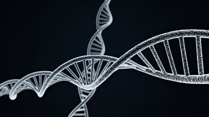 DNA Helix in Detail: A meticulously crafted visualization of a DNA helix, spiraling gracefully against a deep backdrop, highlighting the beauty and complexity of genetics. - Powered by Adobe
