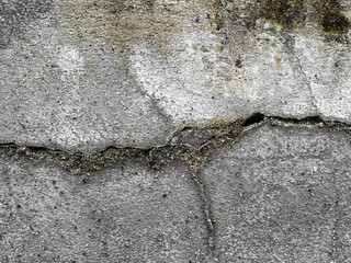 Crack wall texture background broken earthquake effect, whtie grey building cement damage pattern plaster grunge black line paint surface abstract, construction rough street concrete backdrop.