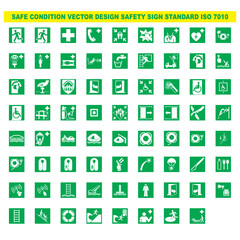 set of  safe condition vector design safety sign standard ISO 7010