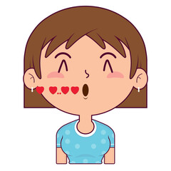 girl short bob hair whistling love face cartoon cute