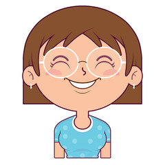 girl short bob hair smile face cartoon cute