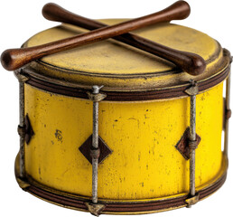Drum with sticks isolated on transparent background