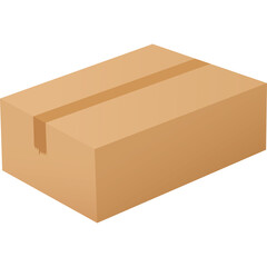 Simple Brown Cardboard Box Closed With Tape Isolated On White Background Studio Shot Minimalist Object