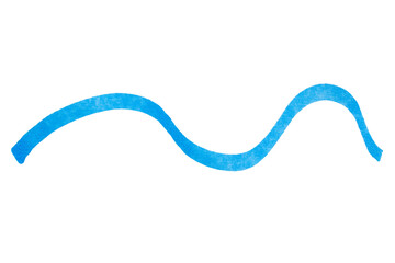 Blue marker brush stroke single line isolated on transparent background