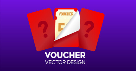 Mystery Voucher Vector Design with Hidden Discount on Purple Background