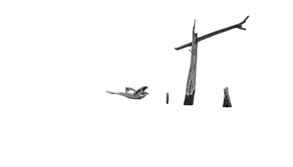 Dark landscape with simple cross and broken debris on black