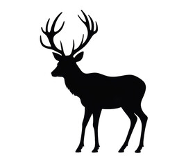 Obraz premium Minimal deer silhouette illustration, side profile design, isolated on transparent background