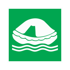 Liferaft vector design safety sign standard ISO 7010