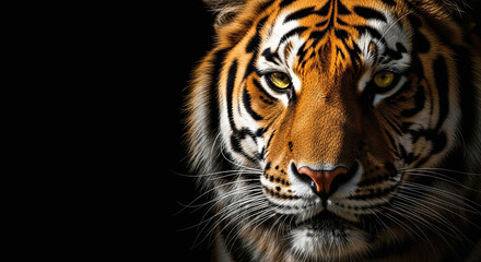 Closeup portrait of a fierce tiger with intense yellow eyes