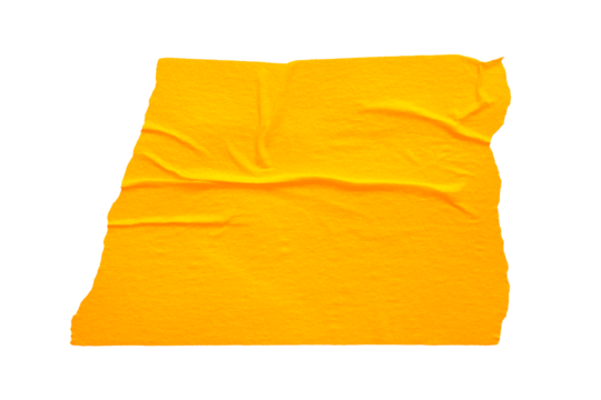 Ripped torn paper adhesive yellow masking tape on transparent background, washi tape design element