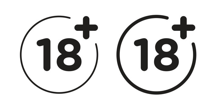 18 Plus icons set. Simple line vector illustration