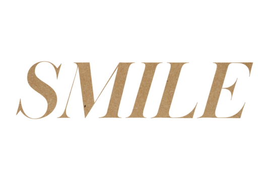 Brown paper typography text smile isolated on transparent background