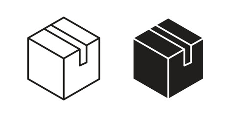 Boxes icons set. Simple line vector illustration