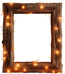 Frame with string lights isolated on transparent background