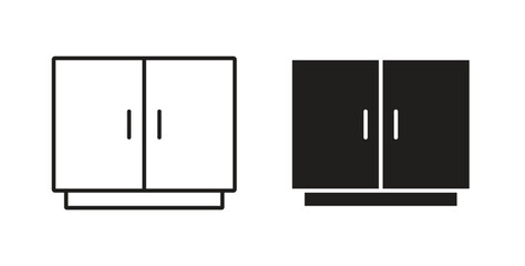 Cabinet icons set. Simple line vector illustration