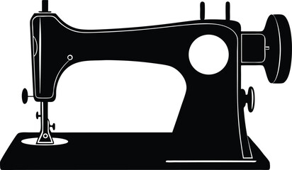  Vintage Sewing Machine Vector Illustration on Transparent Background for Tailoring and Craft Design Concepts