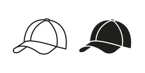 Cap icons set. Simple line vector illustration