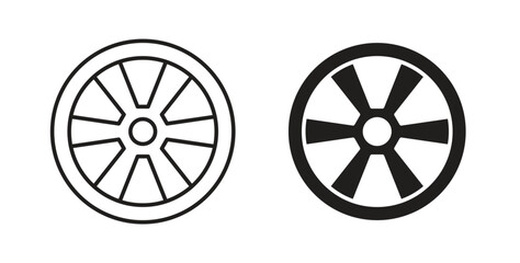 Car wheel icons set. Simple line vector illustration © Joss